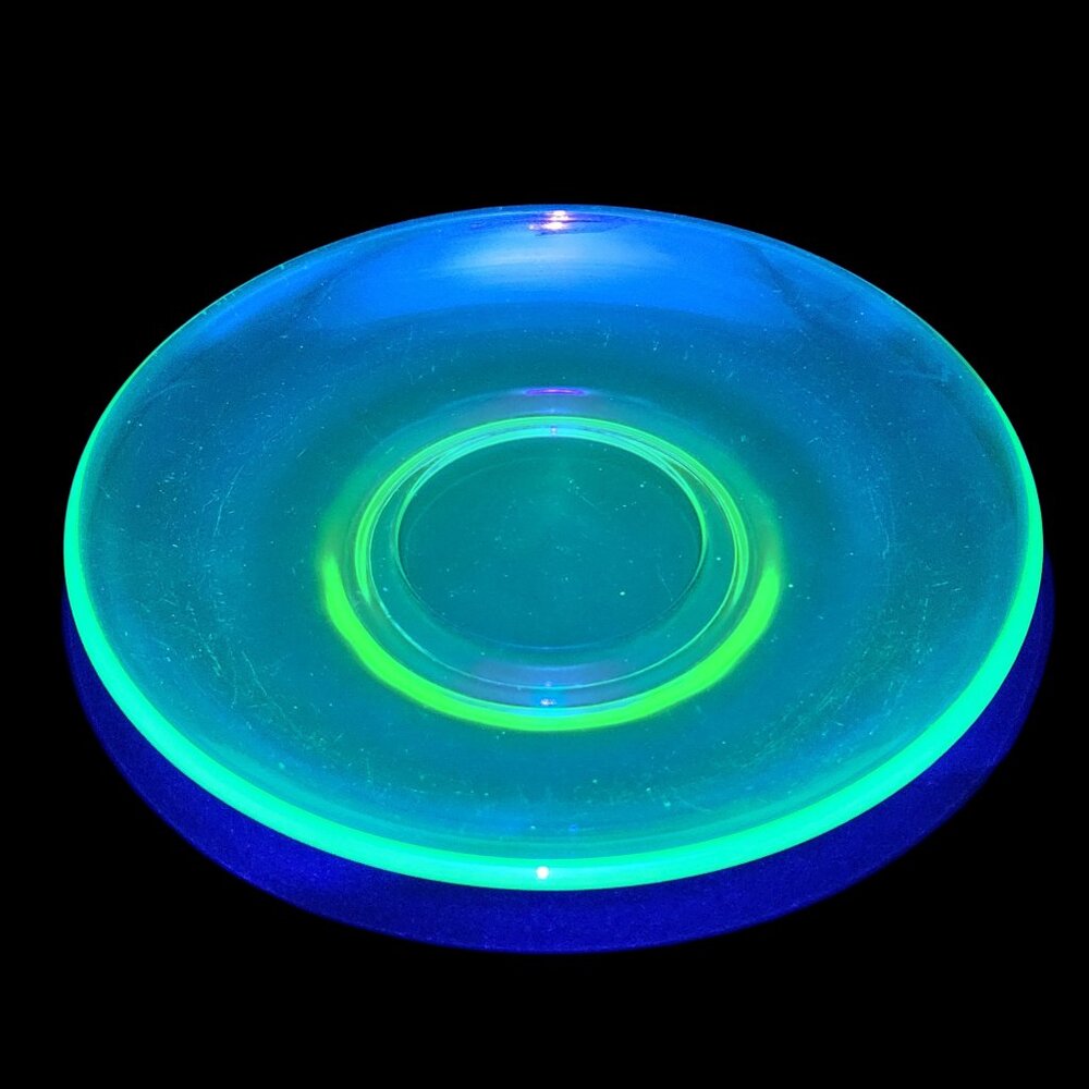 Vintage Uranium Depression Glass Green Collectible Saucer